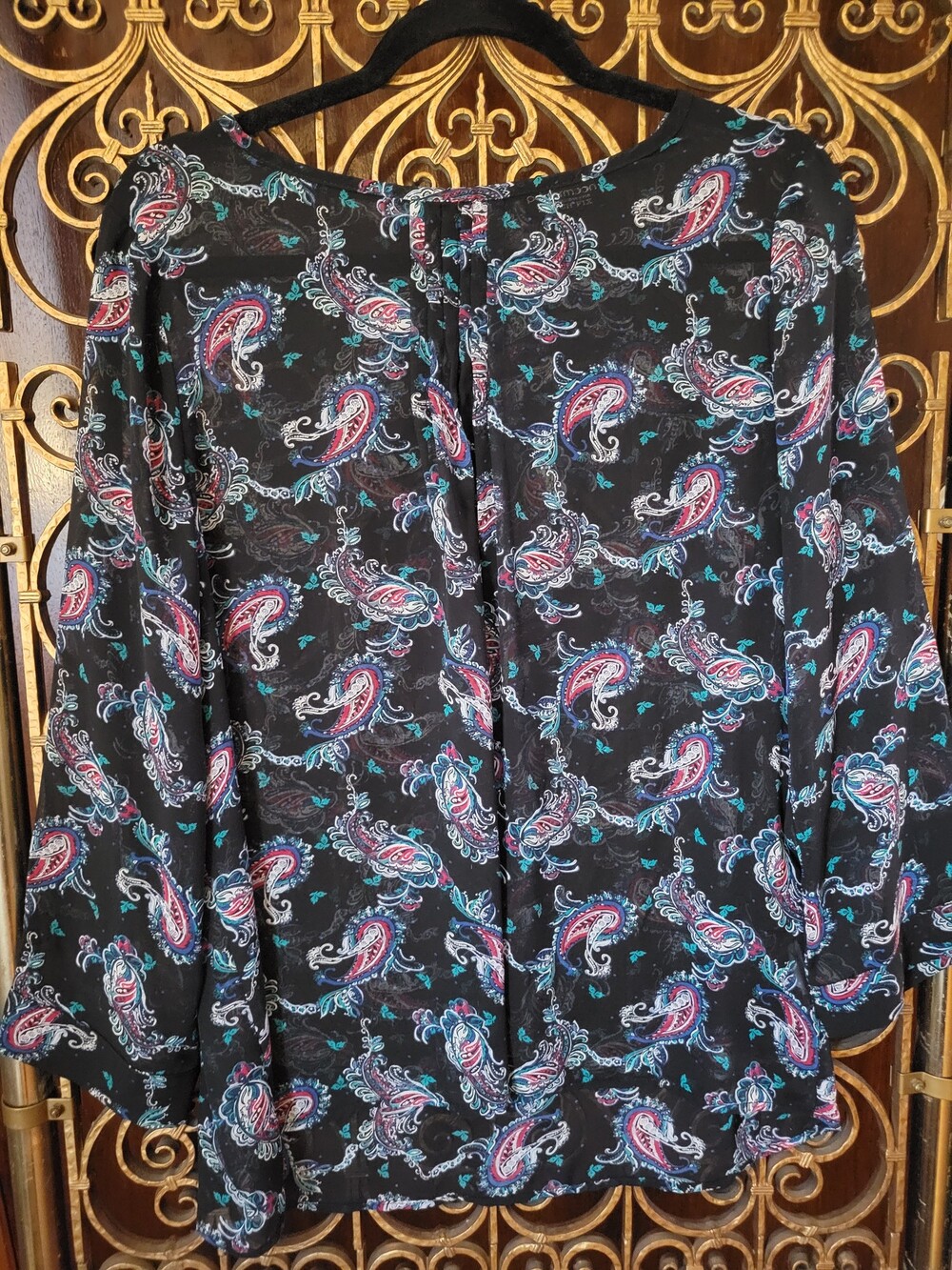 Papermoon Black Paisley Print Blouse long sleeve